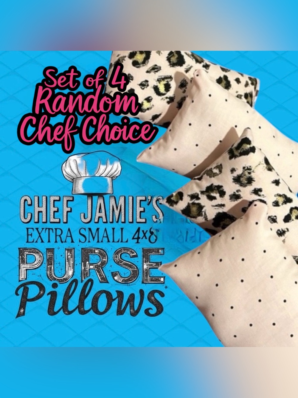 Purse Pillows Extra Small Handcrafted by Chef Jamie set of 4/4x8 pick fabric